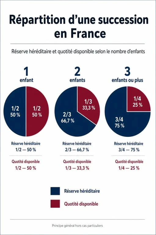 Infographie sur la réserve héréditaire et la quotité disponible pour une avance sur héritage