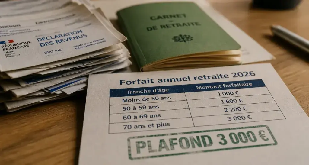 Forfait annuel retraite 2026 : plafond 3 000 € et impôt
