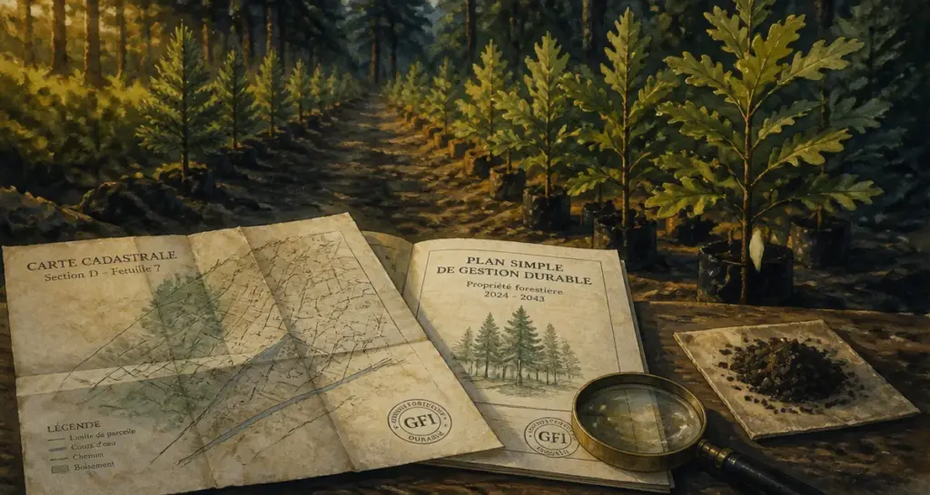 Investir dans la foret : carte cadastrale, gestion durable, loupe