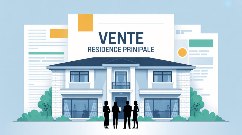 Illustration vente residence principale impots maison et documents