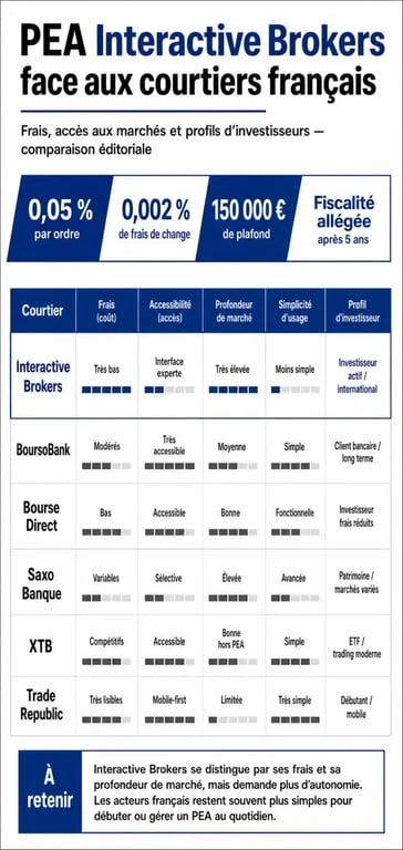 Infographie comparative du PEA Interactive Brokers face aux principaux concurrents
