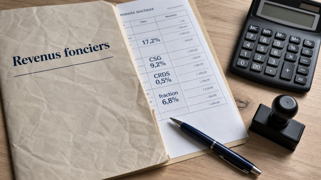 Revenus fonciers et csg : 17,2% et 6,8% déductibles