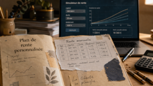 Simulation placement avec rente mensuelle : capital et taux net