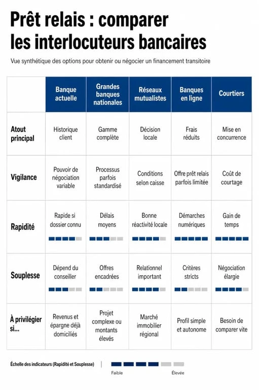 Comparatif des établissements bancaires pour choisir la meilleure banque pour le prêt relais