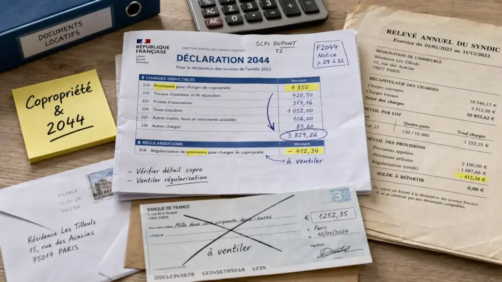 Déclaration revenus fonciers charges de copropriété : provisions à déduire et régularisation