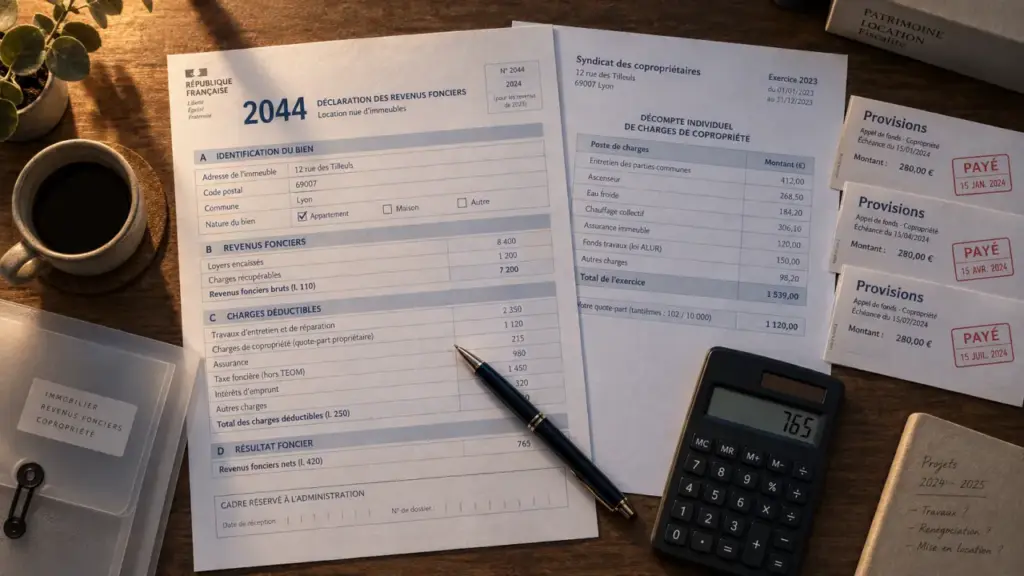 Déclaration revenus fonciers provisions pour charges : paiement déductible, correction l’année suivante