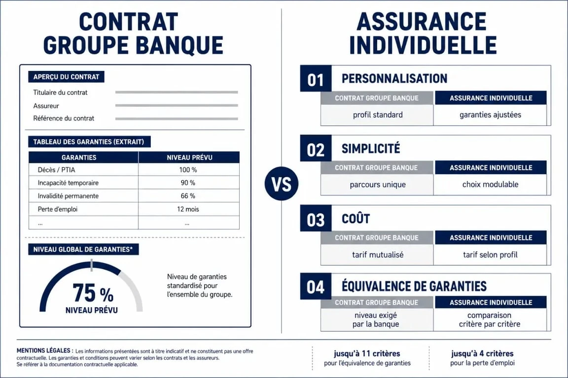 Comparaison assurance emprunteur entre contrat groupe et assurance individuelle