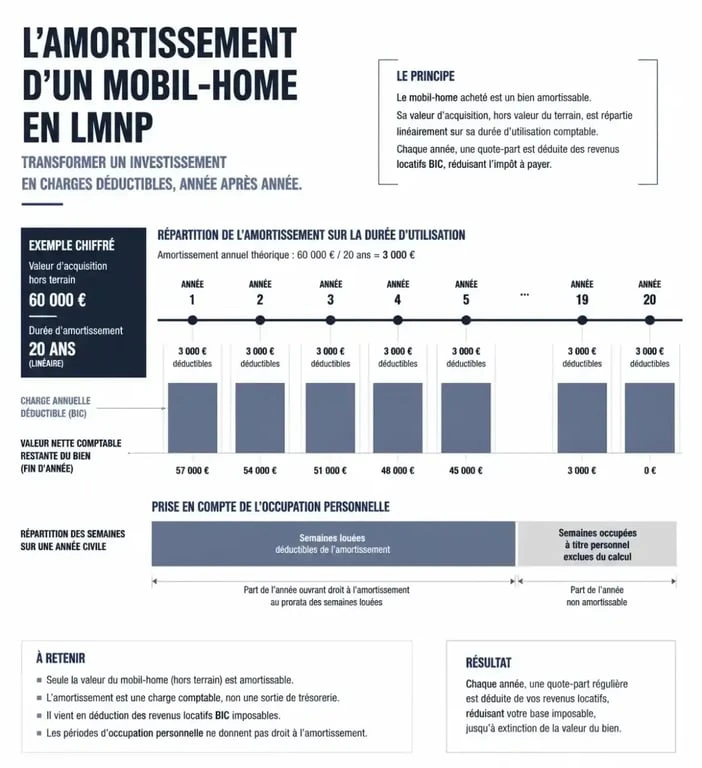 Simulateur LMNP mobil home : mécanisme d'amortissement et impact de l'occupation personnelle